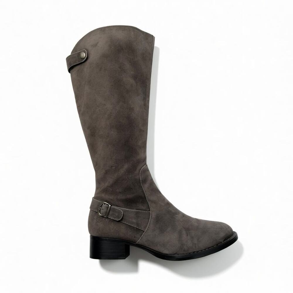 Born Basil Leather Suede Gray Knee High Riding Boots Side Zip Buckle Size 9M
